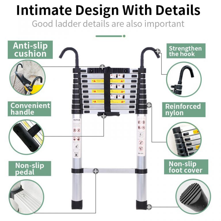 Extension Tube Single Telescopic Ladder with Anti-slip cushion-2