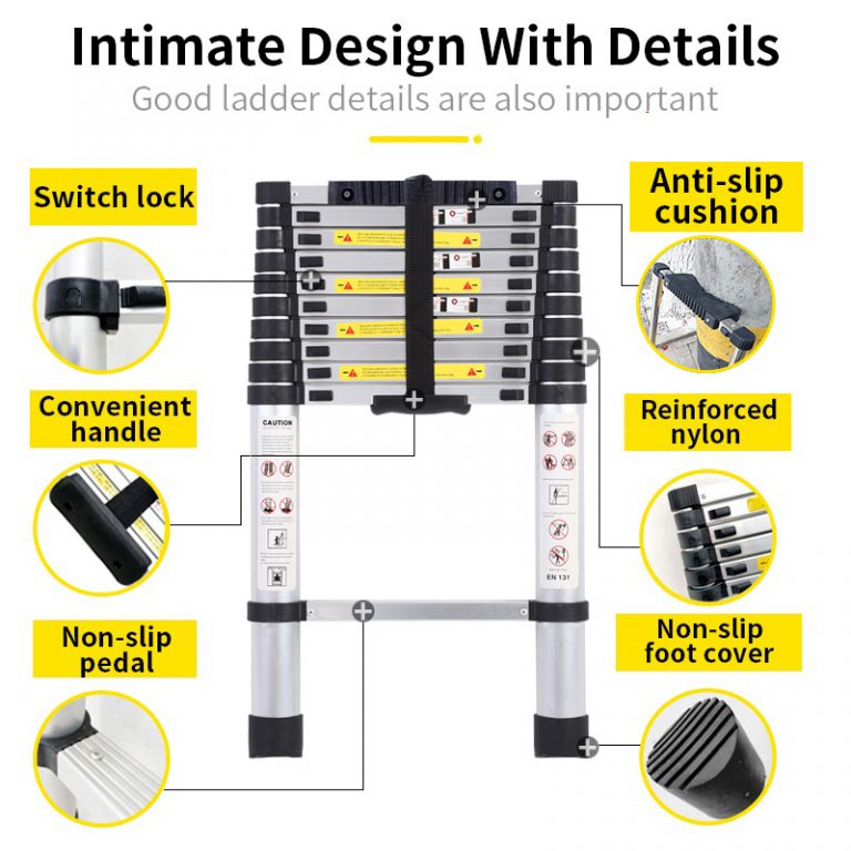 Pole Step Space 30cm Telescopic Ladder Anti-slip Cushion EN131 Aluminum Ladder Different Size-2