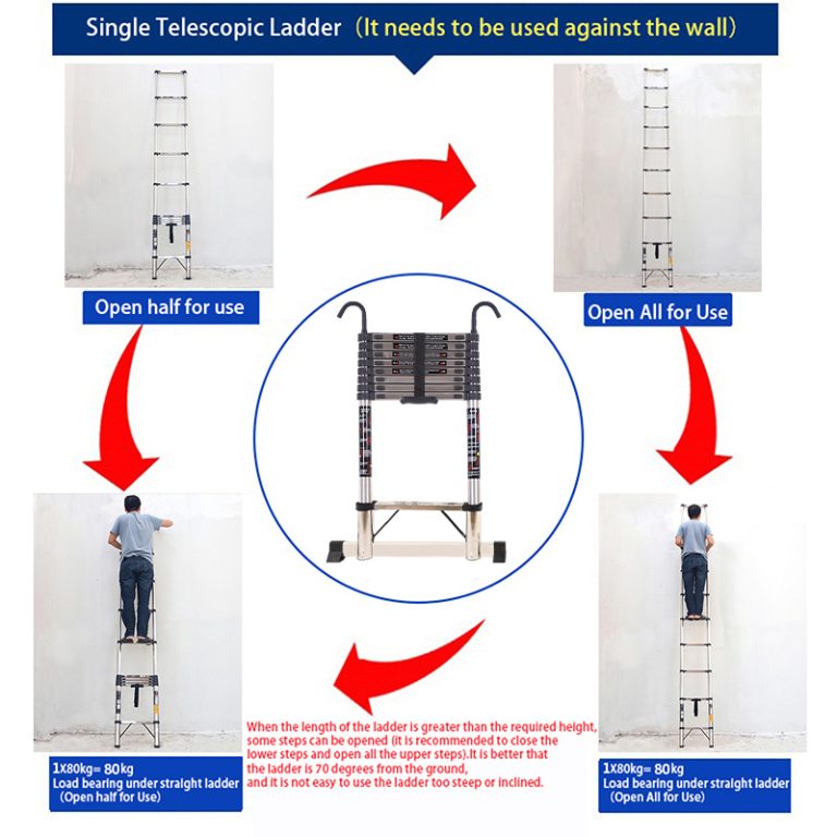 Steel Single Telescopic Ladder with Hook+Balance bar4