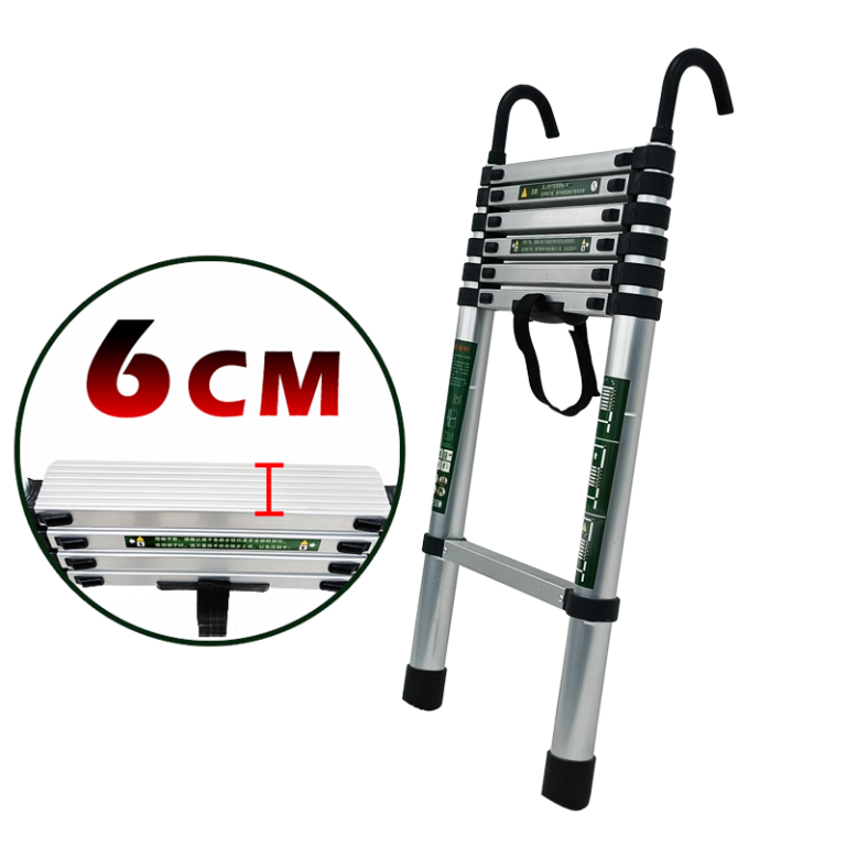 Hook Telescopic Ladder with 6cm Widened Step Round Feet&Balance Bar
